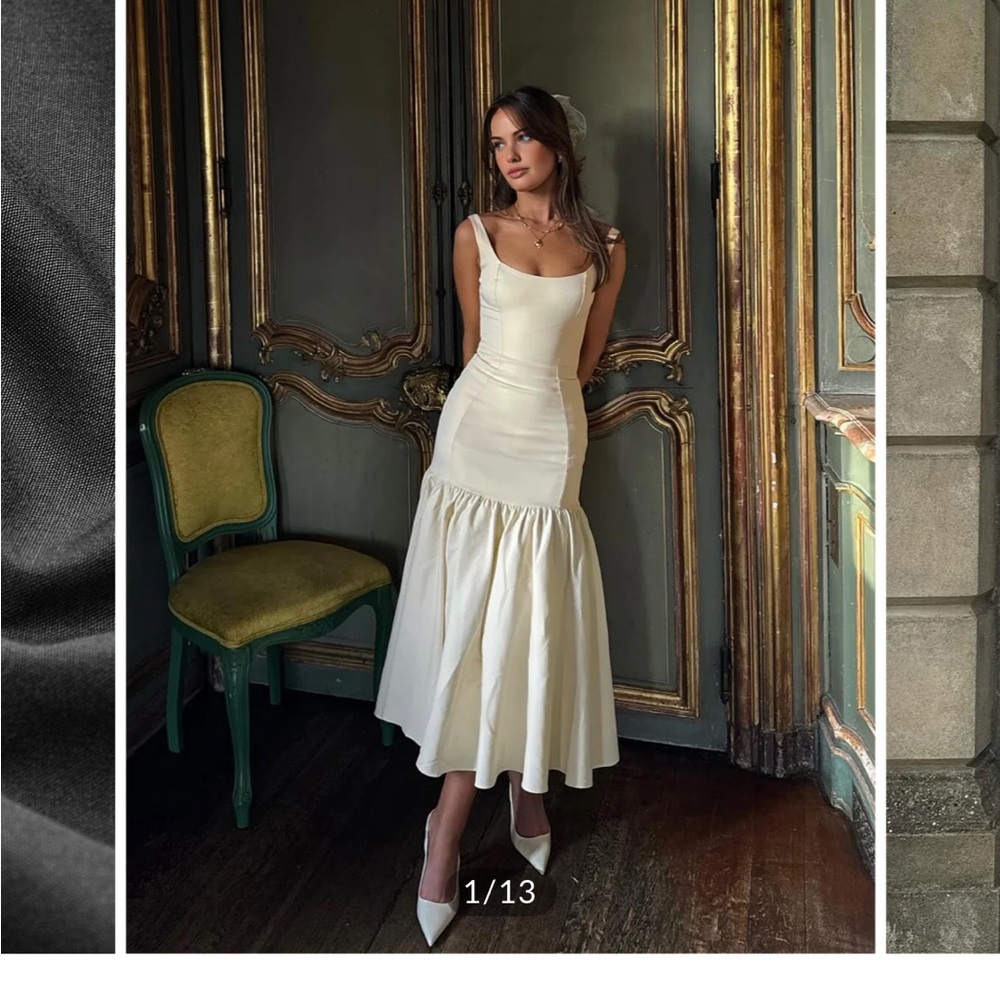 Elegant Cream Sleeveless Dress